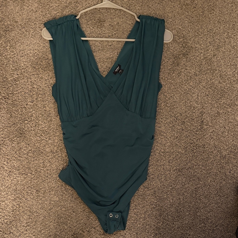 Express Teal V-Neck Bodysuit